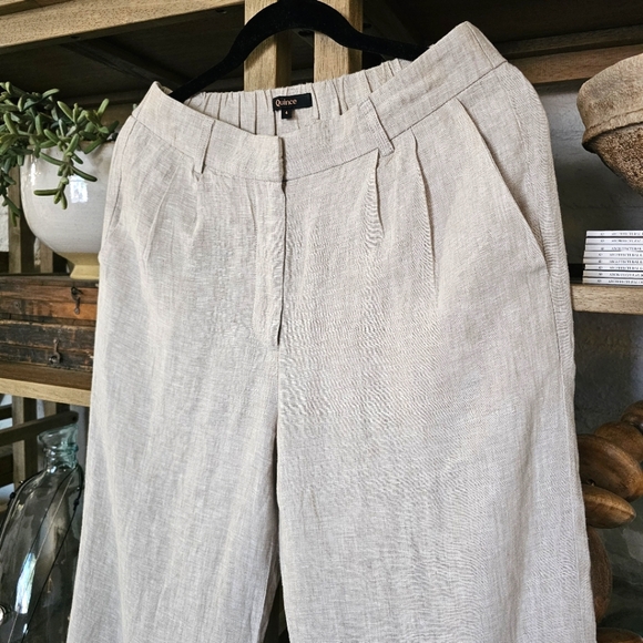 Quince Natural Linen Wide Leg Trouser Size M - Picture 3 of 9